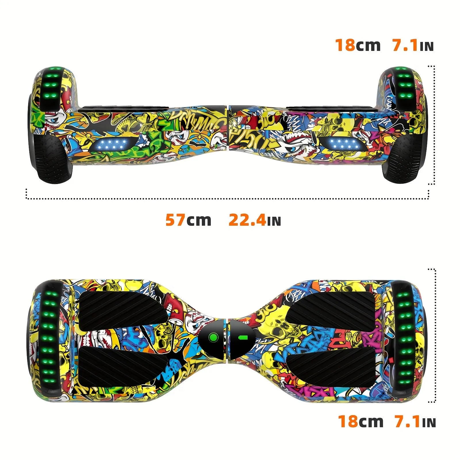 SIMATE 6.5" Hoverboard with Colorful LED Lights, Self Balancing Hover Boards for All Ages