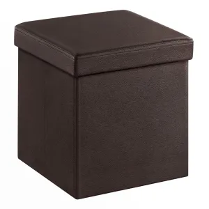 SONGMICS 15" x 15" x 15" Storage Ottoman Cube/Footrest Stool/Coffee Table/Puppy Step, Holds Up to 660lbs, Faux Leather,Brown ULSF10B, 15-inch