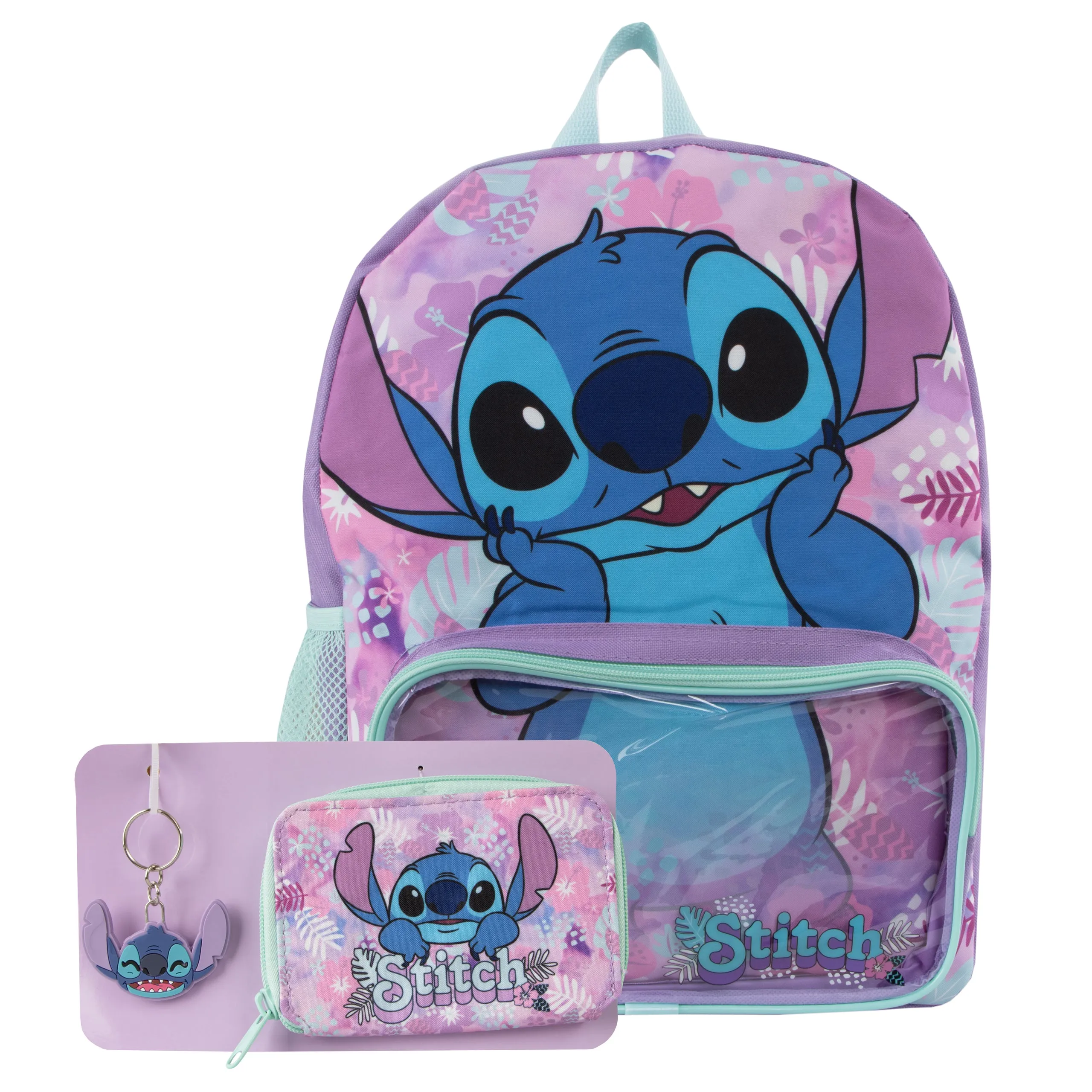 Stitch Floral Backpack, Purse and Keyring Set