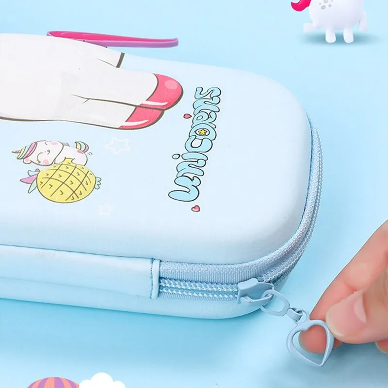 Unicorn Pencil Case Compass with Compartments - Assorted Colours