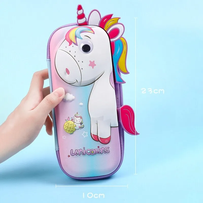 Unicorn Pencil Case Compass with Compartments - Assorted Colours