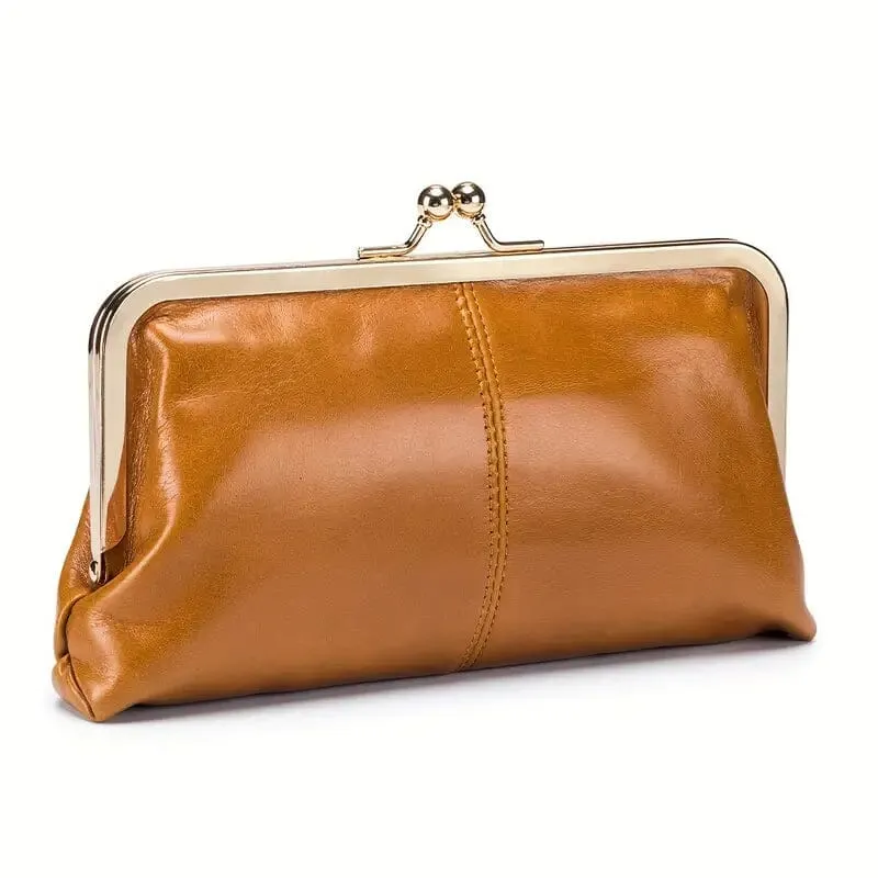 Vintage Chic Leather Clutch Lady Purse