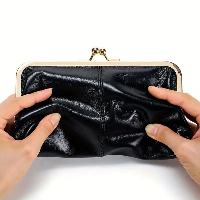 Vintage Chic Leather Clutch Lady Purse