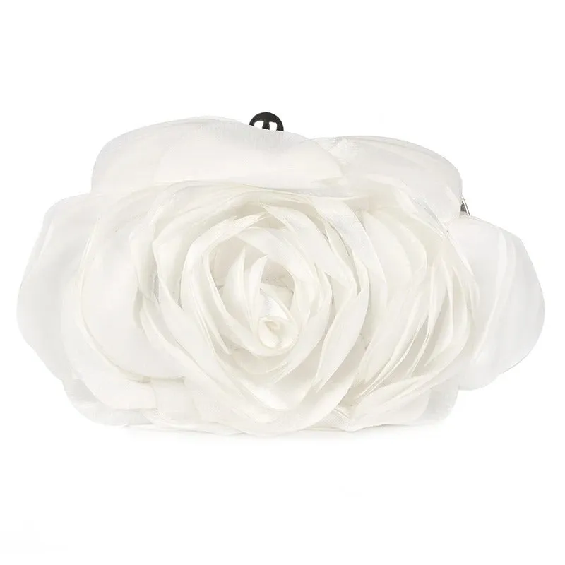 Women's Elegant Rose Flower Evening Clutch Handbag