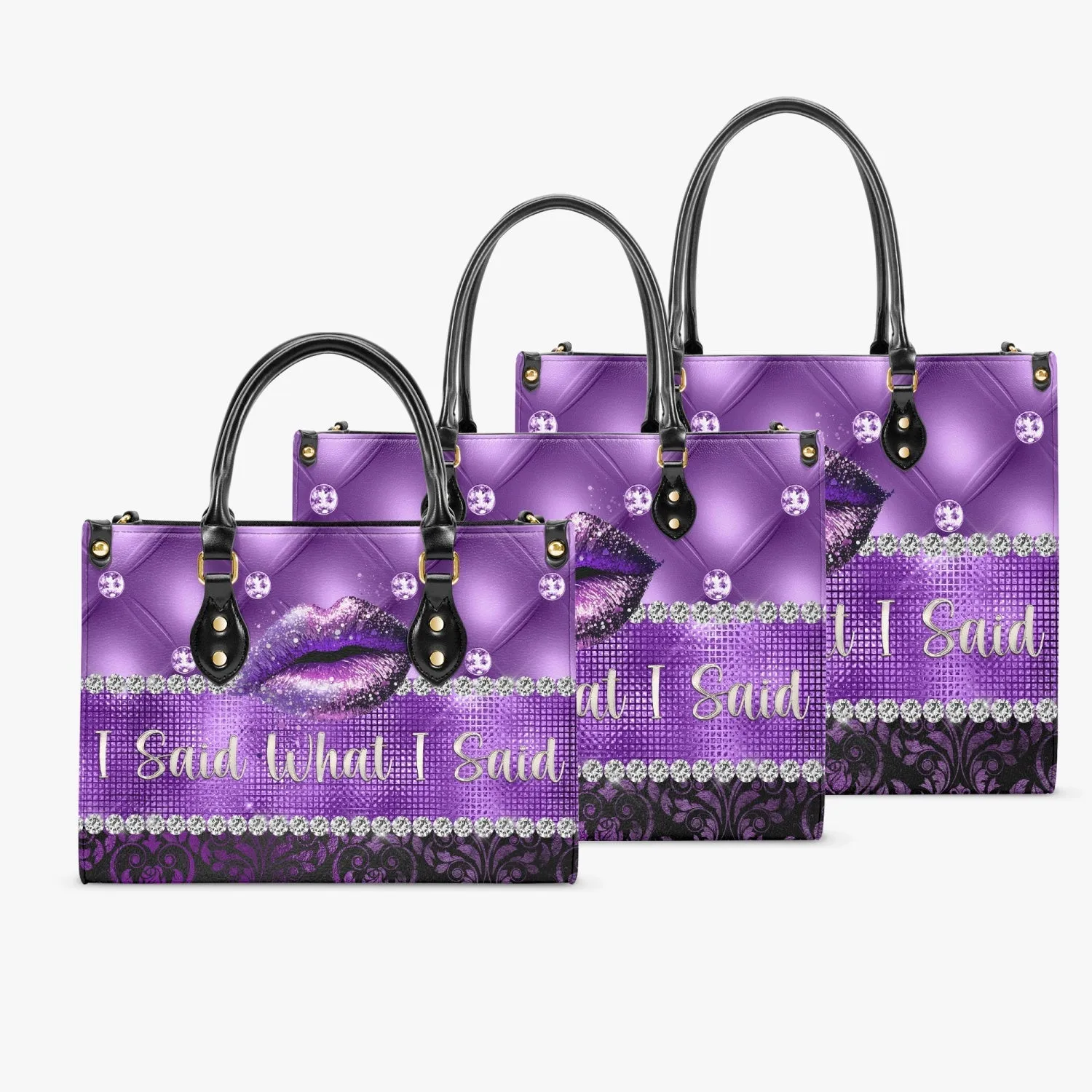 Women's Tote Bag - Purple Tuft and Damask, I Said What I Said