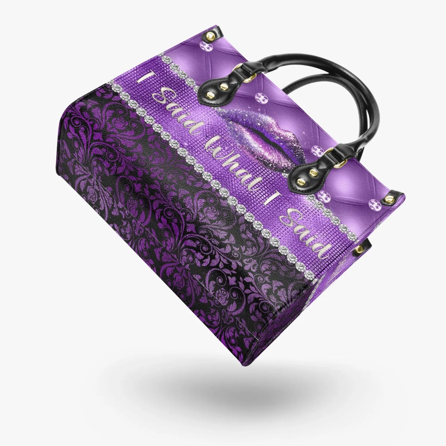 Women's Tote Bag - Purple Tuft and Damask, I Said What I Said