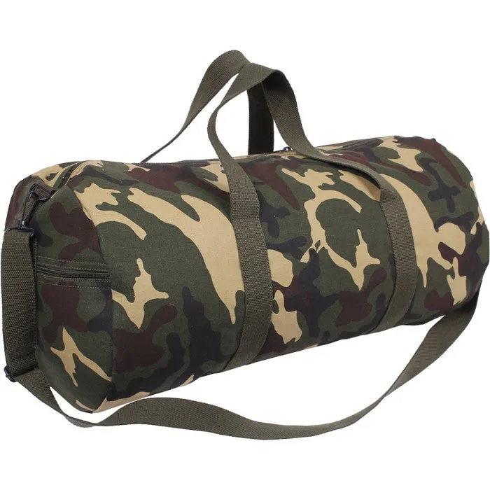 Woodland Camouflage Heavyweight Cotton Canvas Duffle Bag Sports Gym Shoulder & Carry Bag 24"x12"x12"